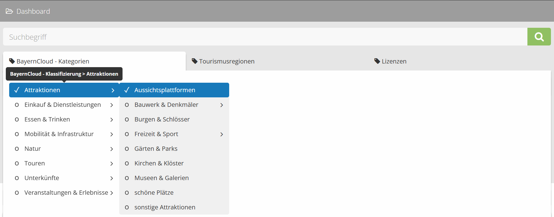 BayernCloud Kategorien