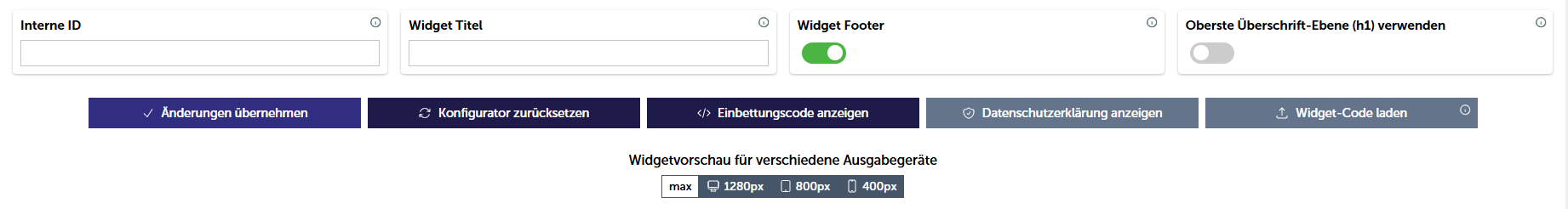 Konfiguration Kartenwidget - Allgemein
