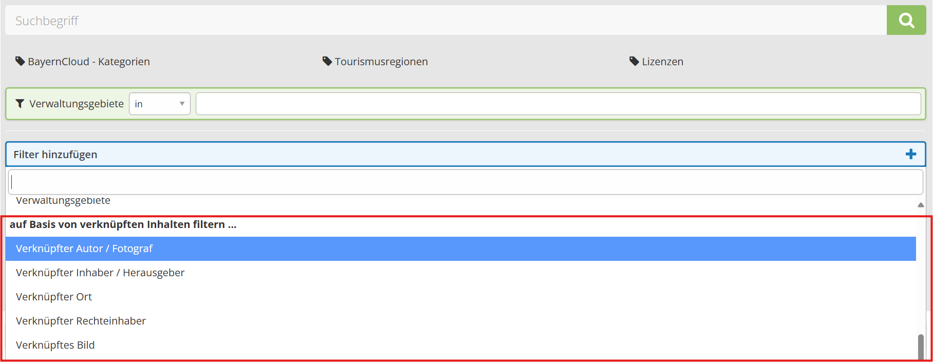 Verknüpfte Inhalte Filter